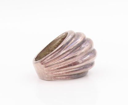 925 Sterling Silver Vintage Ring Antique Dark Tone Grooved   Sz 6  RG33201