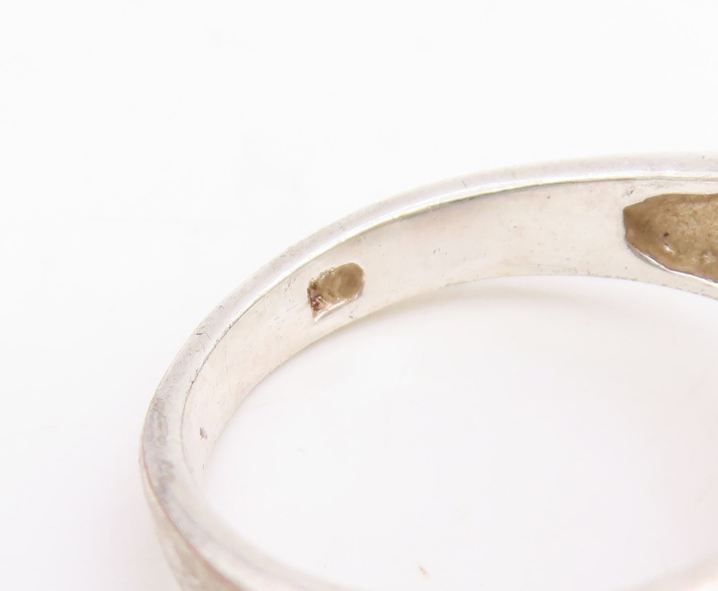 925 Sterling Silver Vintage Ring CZ Elegant Crossover Wave Band  Sz 7.5  RG35028