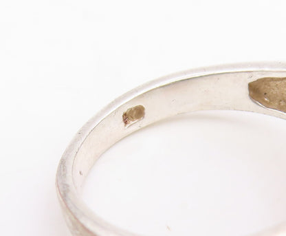 925 Sterling Silver Vintage Ring CZ Elegant Crossover Wave Band  Sz 7.5  RG35028