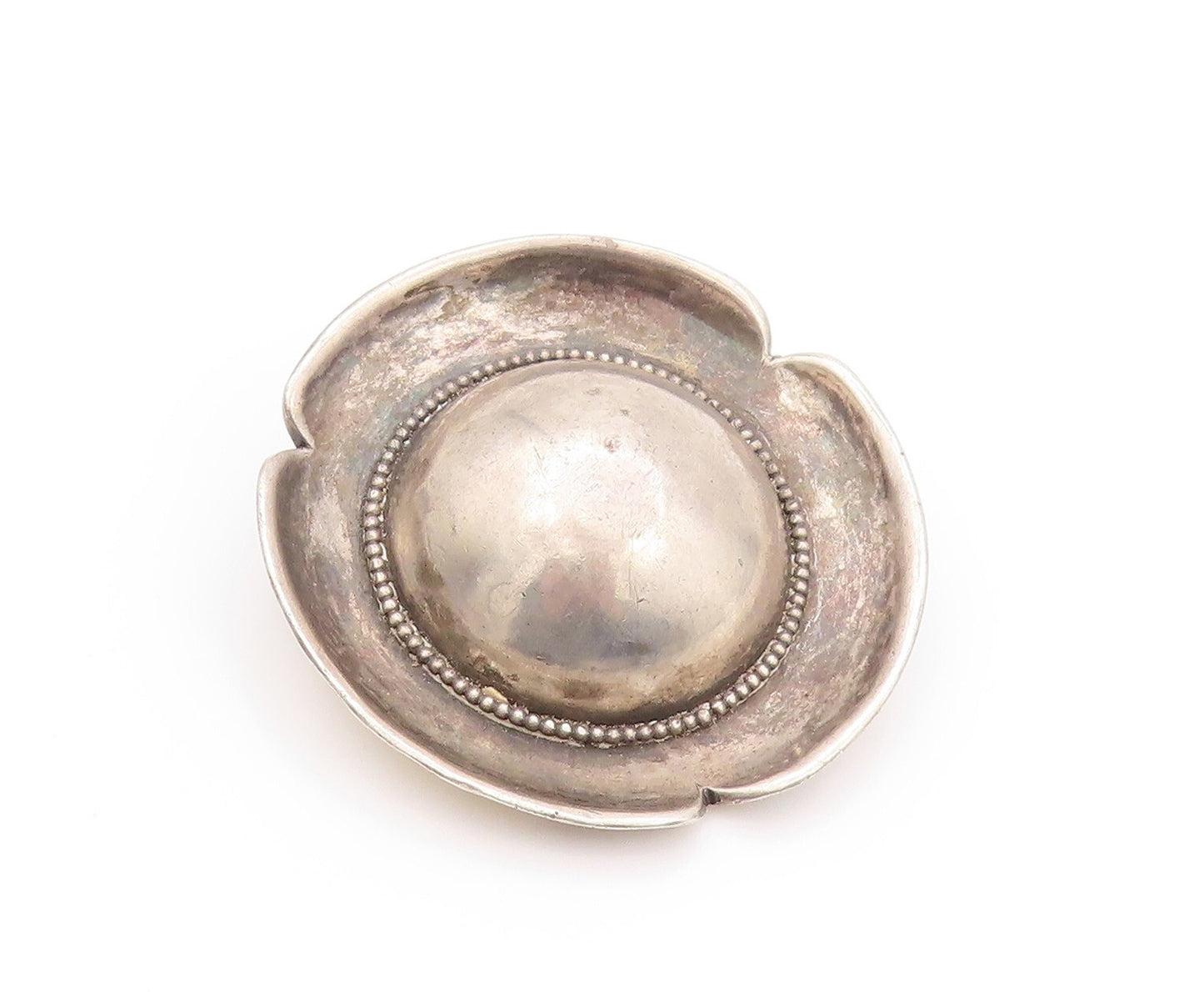 925 Sterling Silver Vintage Brooch Dark Tone European Carved Hat  BP11526