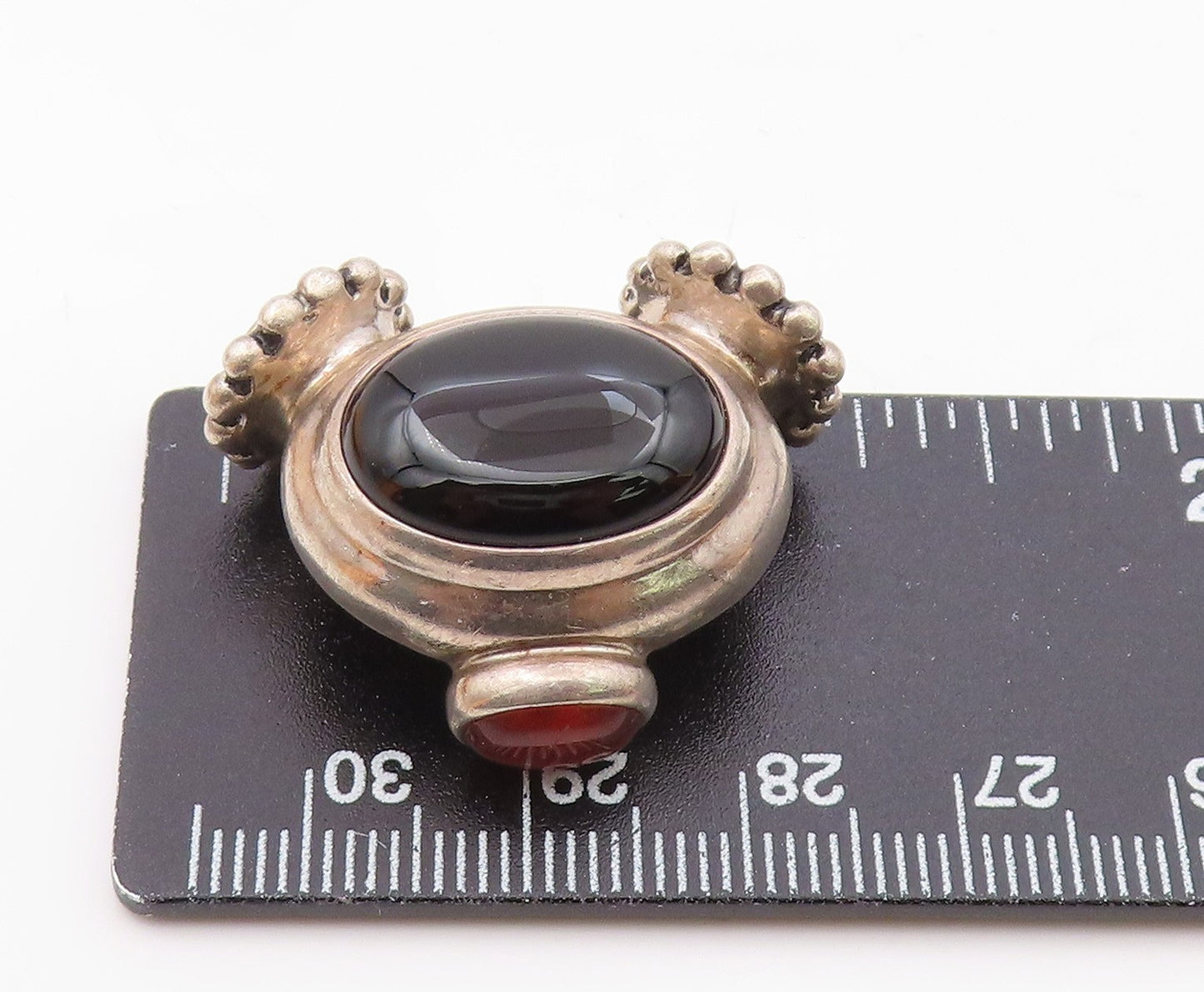 ESPO SIG 925 Sterling Silver  Vintage Cabochon Cut Black Onyx Pendant  PT17049