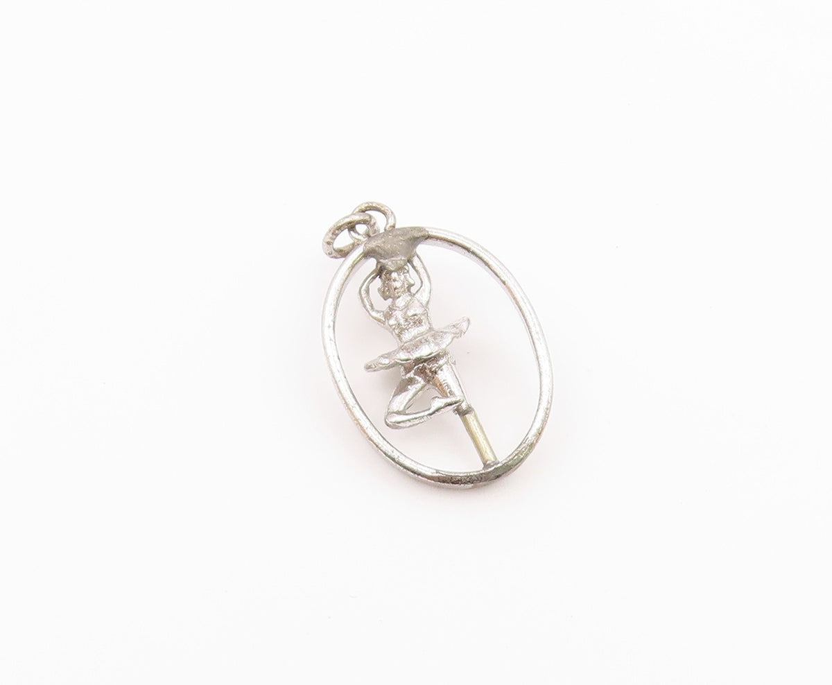 925 Sterling Silver  Vintage Shiny Ballet Dancer Petite Pendant  PT18464