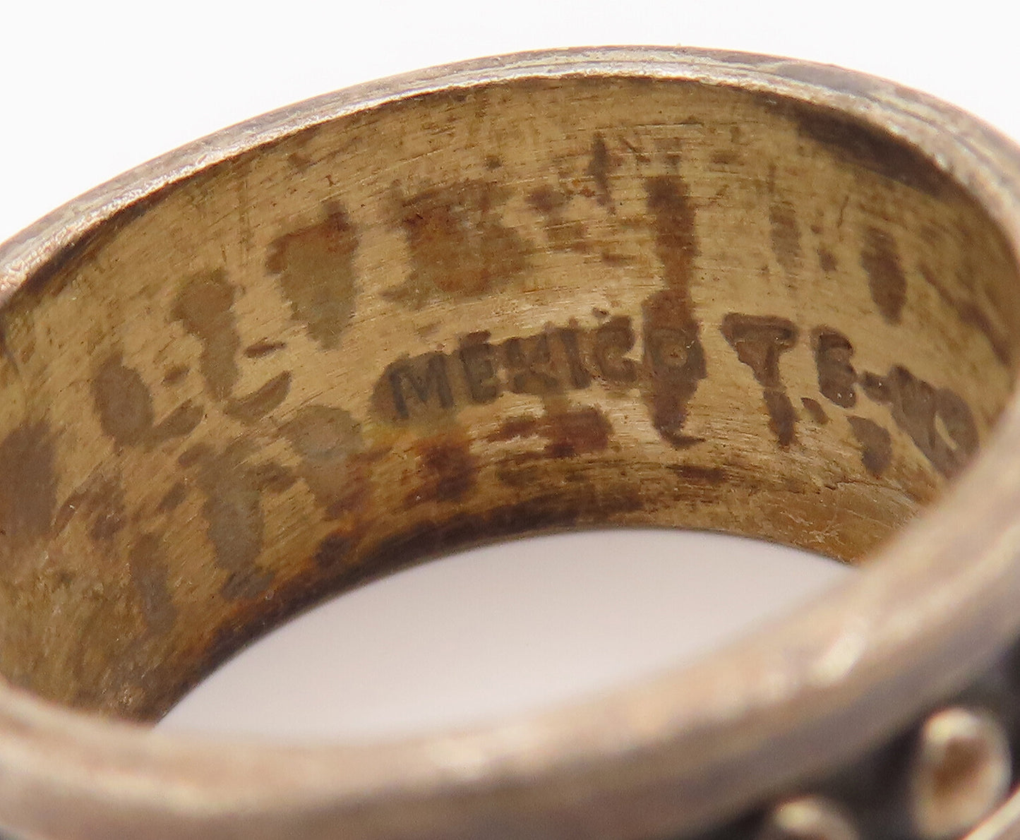 925 Sterling Silver Vintage Ring MEXICO Solid Etched Beaded Band Sz 10  RG27609