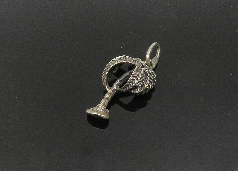 925 Sterling Silver  Vintage Petite Oxidized Palm Tree Motif Pendant  PT17151