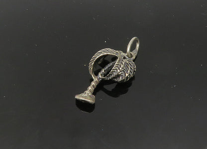925 Sterling Silver  Vintage Petite Oxidized Palm Tree Motif Pendant  PT17151