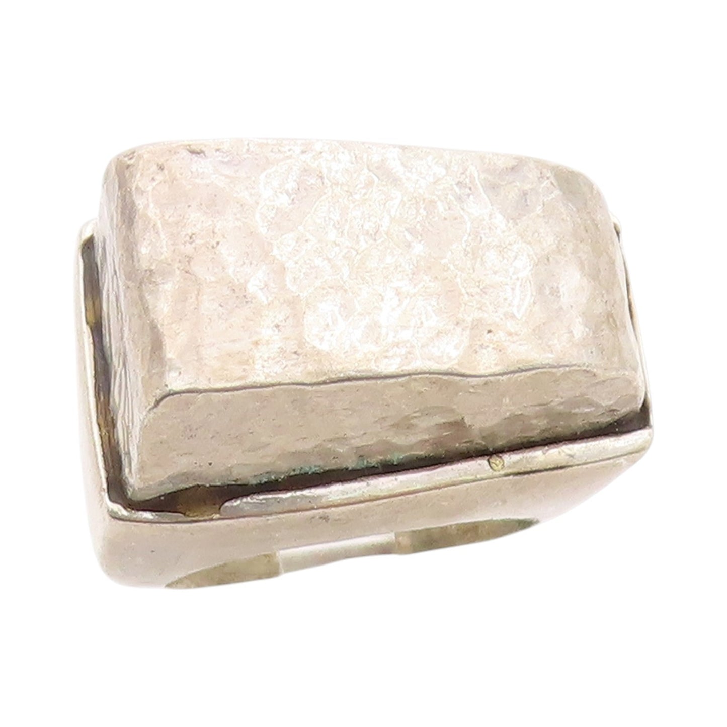925 Sterling Silver Vintage Ring Geometric Hammered Band Heavy  Sz 8  RG33559