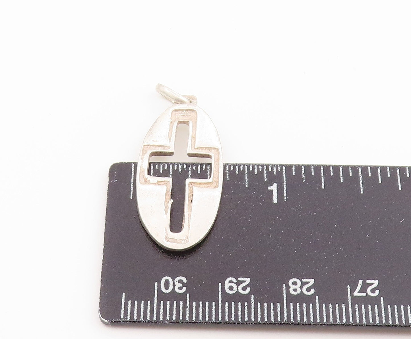 925 Sterling Silver Vintage Pendant Minimalist Cutout Religious Cross  PT26584