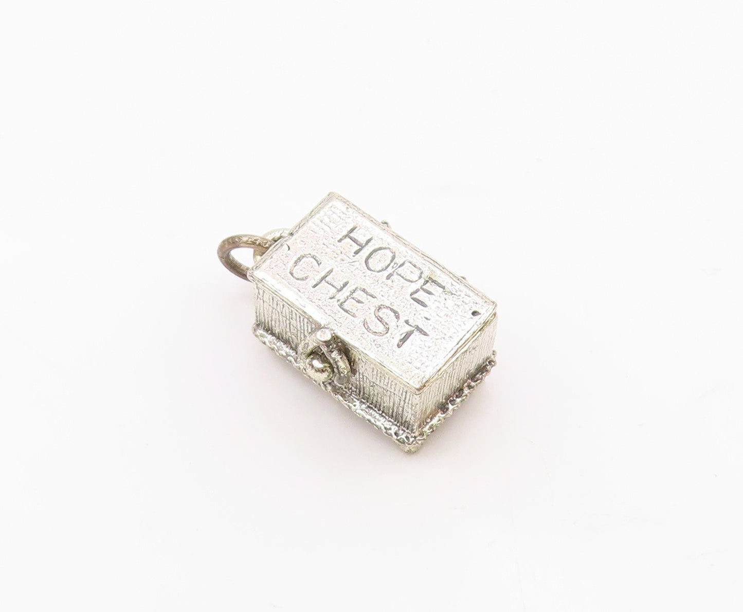 DANECRAFT 925 Silver  Vintage Engraved Hope Chest Box Pendant (OPENS)  PT21716