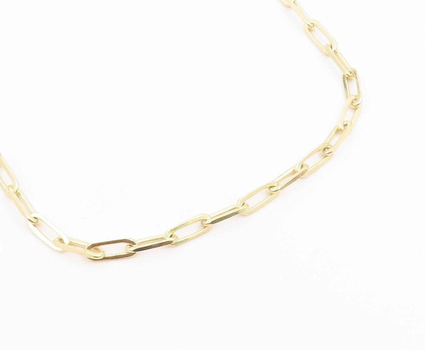 925 Sterling Silver Vintage Necklace Gold Plated Classic Paperclip Chain  NE4933