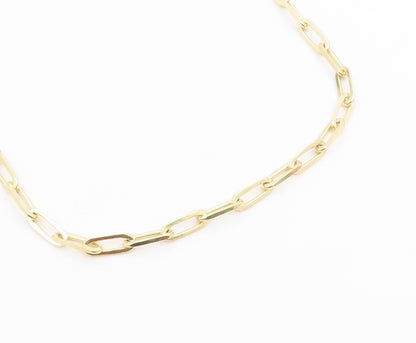 925 Sterling Silver Vintage Necklace Gold Plated Classic Paperclip Chain  NE4933
