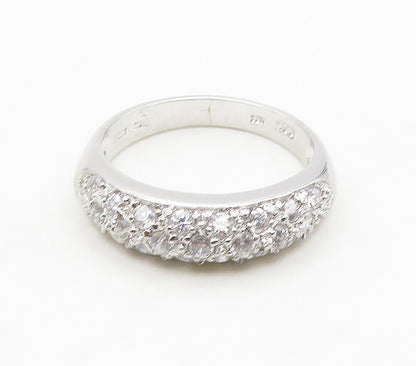 925 Sterling Silver  Sparkling Cubic Zirconia Dome Band Ring Sz 7  RG15610