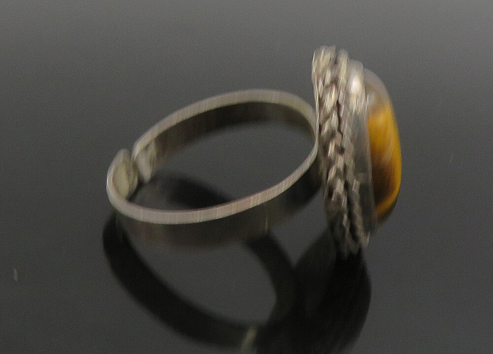 925 Silver   Vintage Tiger's Eye Large Adjustable Cocktail Ring Sz 12  RG23010