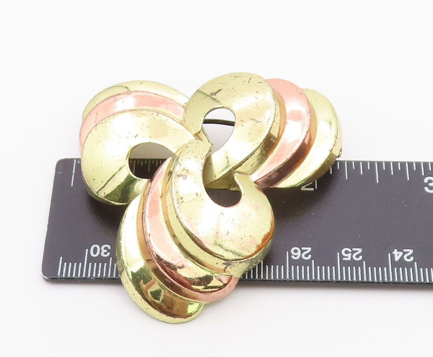 MONET 925 Sterling Silver  Vintage Two Tone Shiny Brooch Pin  BP8816