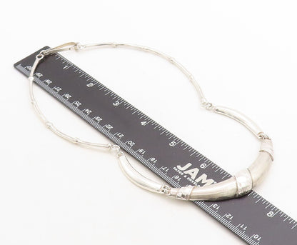 925 Sterling Silver  Vintage Shiny Hammered Detail Collar Necklace  NE1186