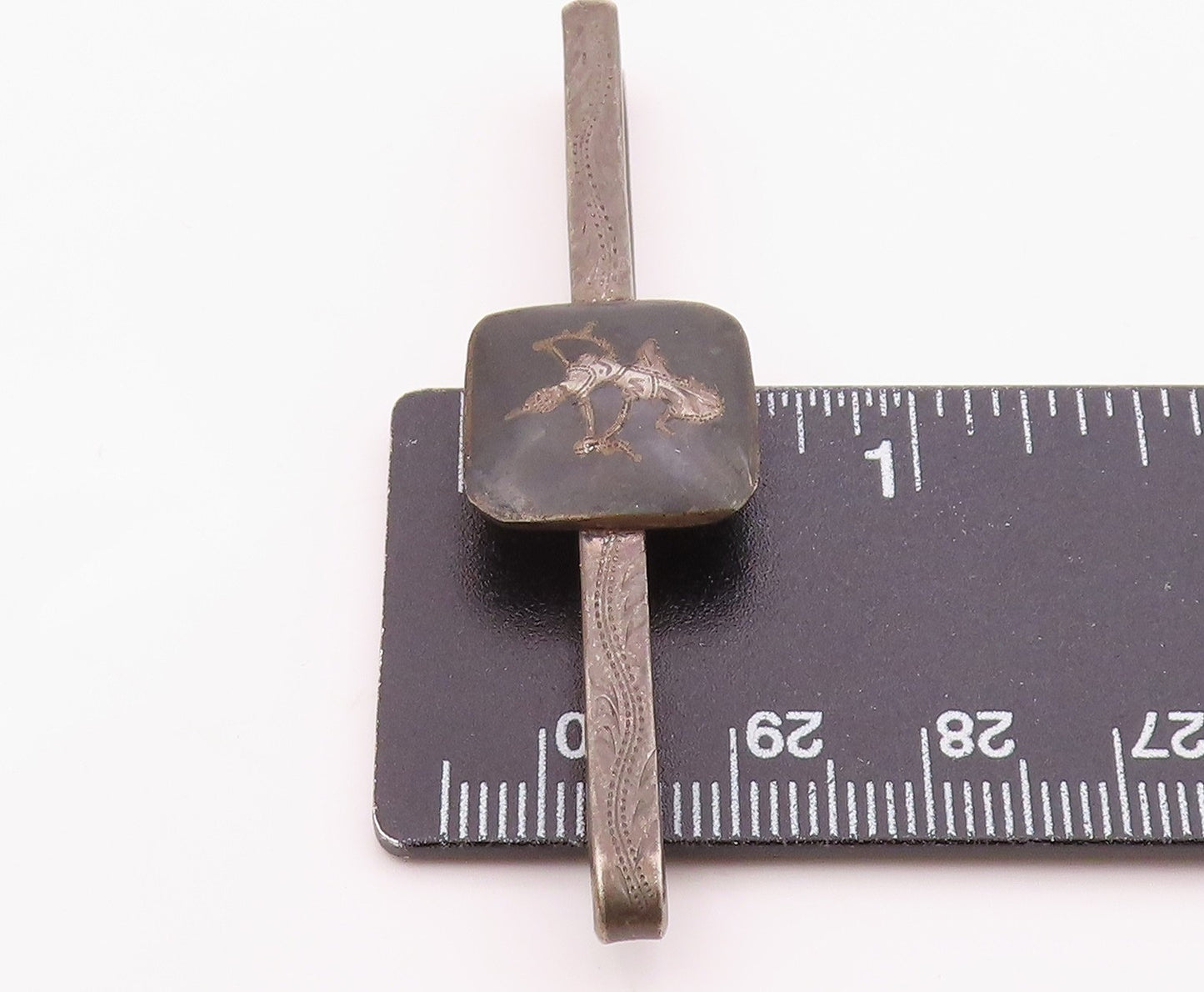 SIAM 925 Sterling Silver  Vintage Niello Dancer Dark Tone Tie Clip  TR1970