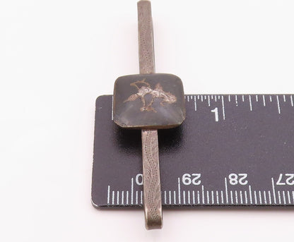 SIAM 925 Sterling Silver  Vintage Niello Dancer Dark Tone Tie Clip  TR1970