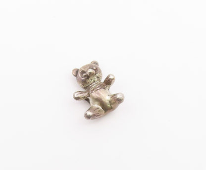 925 Sterling Silver  Vintage Dark Tone Teddy Bear Motif Pendant  PT17431