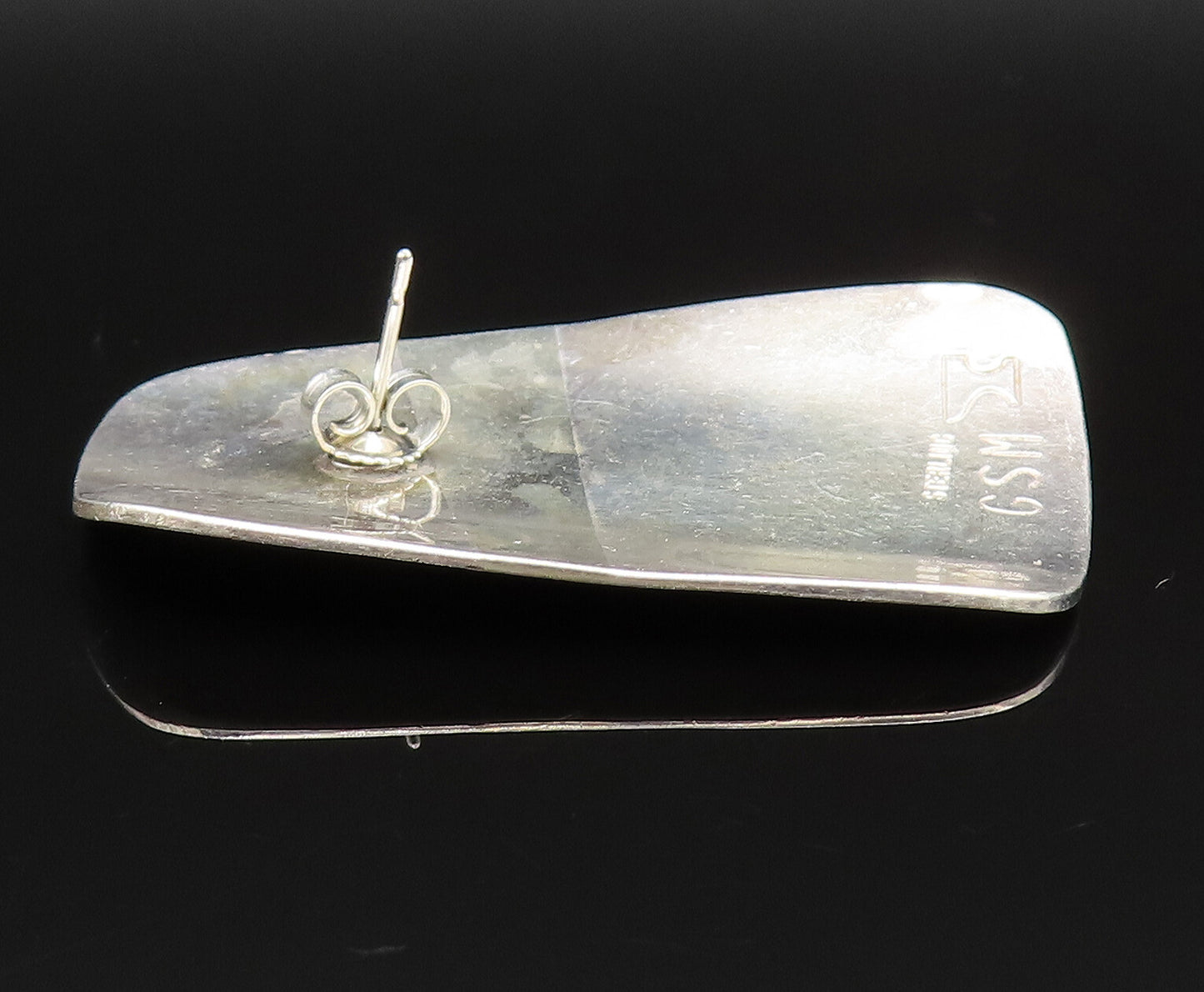 DESIGNER 925 Sterling Silver Vintage Minimalist Flat Abstract Earrings EG11896