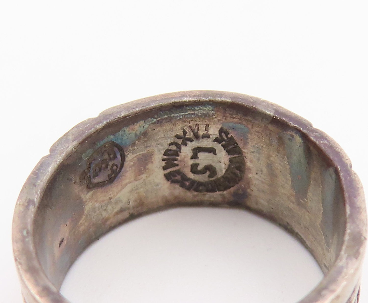 925 Sterling Silver Vintage Ring TAXCO Geometric Maze Pattern Band Sz 7 RG36906