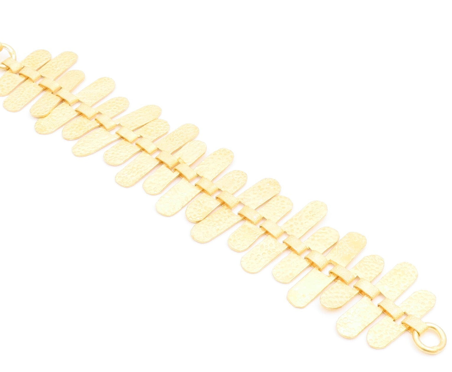 925 Sterling Silver Vintage Bracelet Gold Plated Cutout Oval Slabs  BT10984