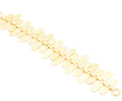 925 Sterling Silver Vintage Bracelet Gold Plated Cutout Oval Slabs  BT10984
