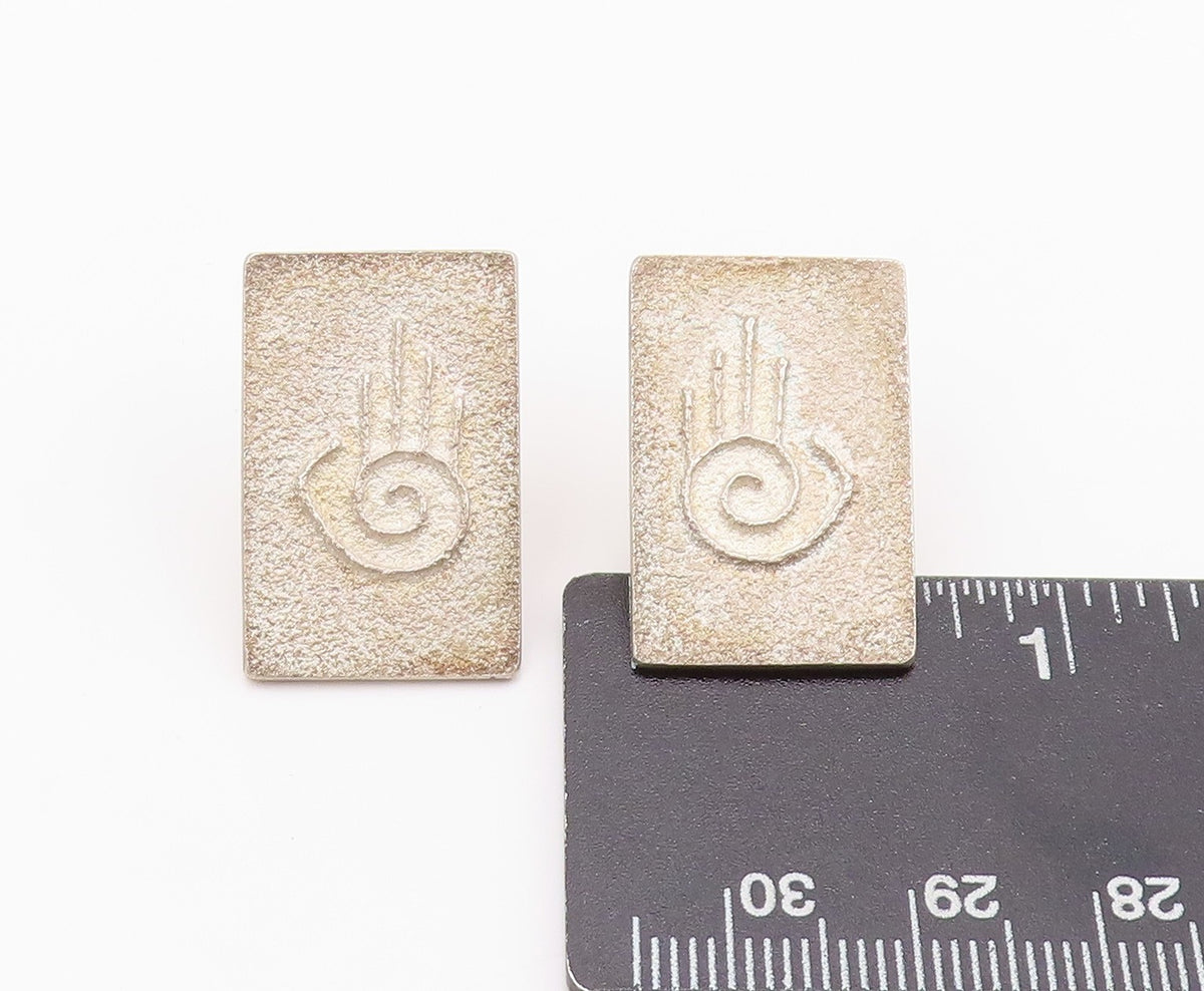 925 Sterling Silver Vintage Earrings Stylized Hands With Spiral Motif  EG13513