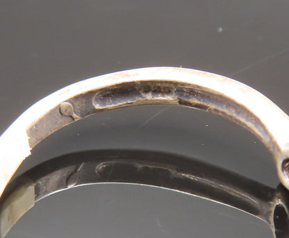 925 Sterling Silver Vintage Oxidized Double Topaz Love Heart Ring Sz 6 RG25382