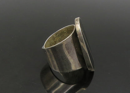 MEXICO 925 Silver  Vintage Inlaid Black Onyx Cocktail Ring Sz 10  RG23312