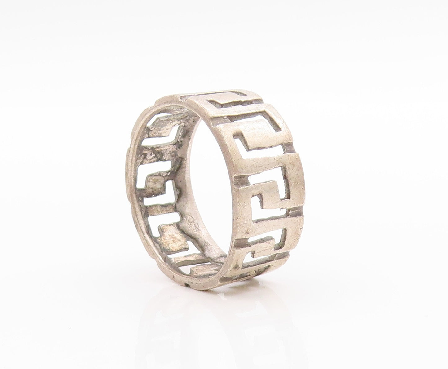 925 Sterling Silver Vintage Ring Antique Maze Key Design Cutout Sz 12.5  RG33361