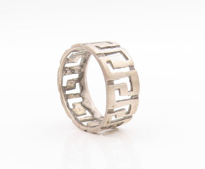 925 Sterling Silver Vintage Ring Antique Maze Key Design Cutout Sz 12.5  RG33361