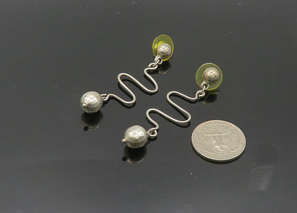 925 Sterling Silver  Vintage Shiny Ball Bead Swirl Dangle Earrings  EG10093