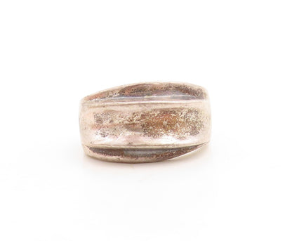 925 Sterling Silver Vintage Ring MEXICO Dark Tone Bulged Carved  Sz 7  RG31506