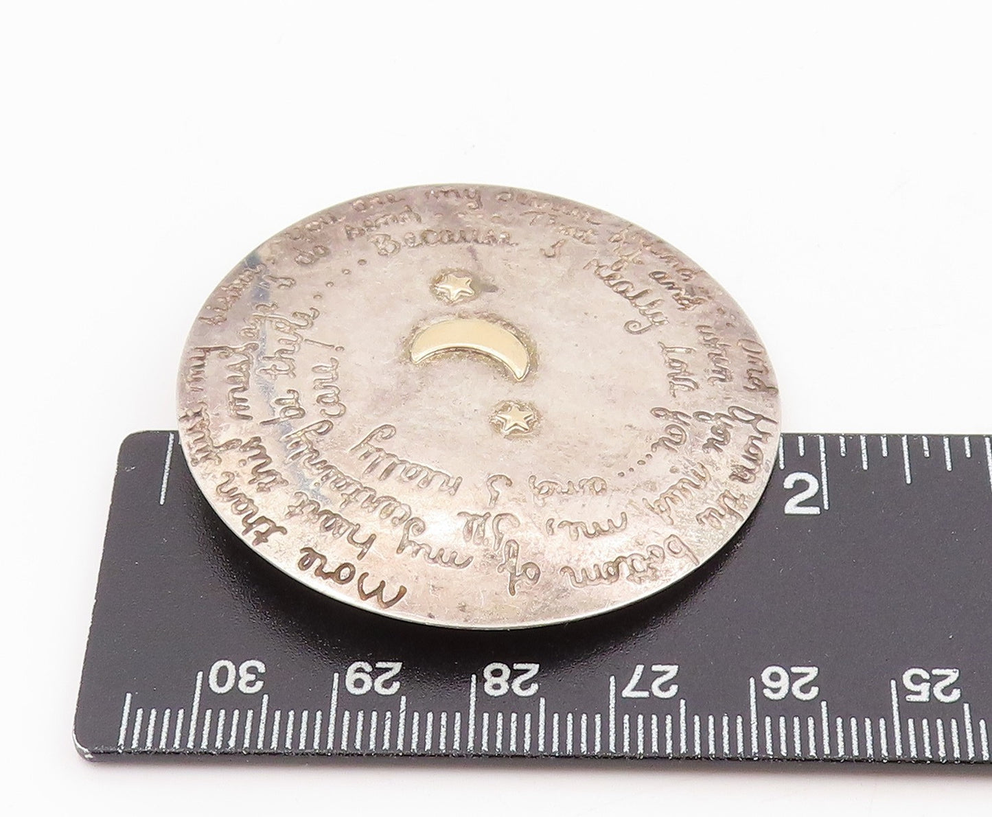 925 Sterling Silver Vintage Brooch MARGIE LOMBARD Engraved Story Pin  BP12003