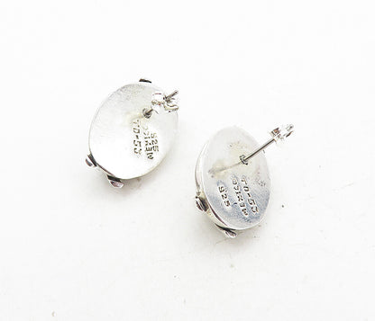 MEXICO 925 Sterling Silver  Vintage Shiny Hollow X Dome Drop Earrings  EG4017
