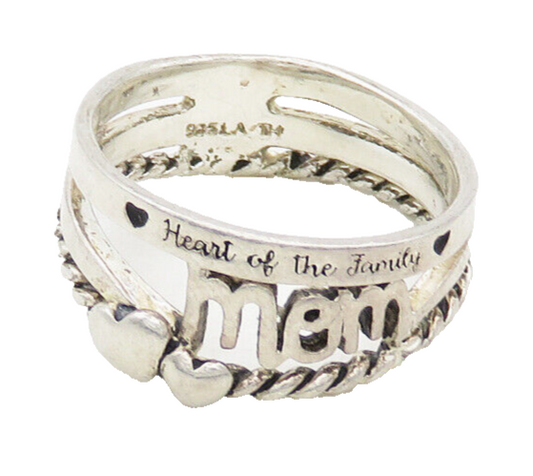 925 LA Sterling Silver  Vintage Shiny Mom Love Twist Band Ring Sz 7  RG19784