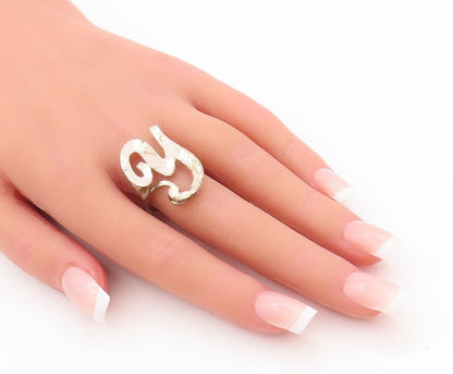 925 Sterling Silver Vintage Ring Solid Cutout Alphabet Y  Sz 8  RG28798