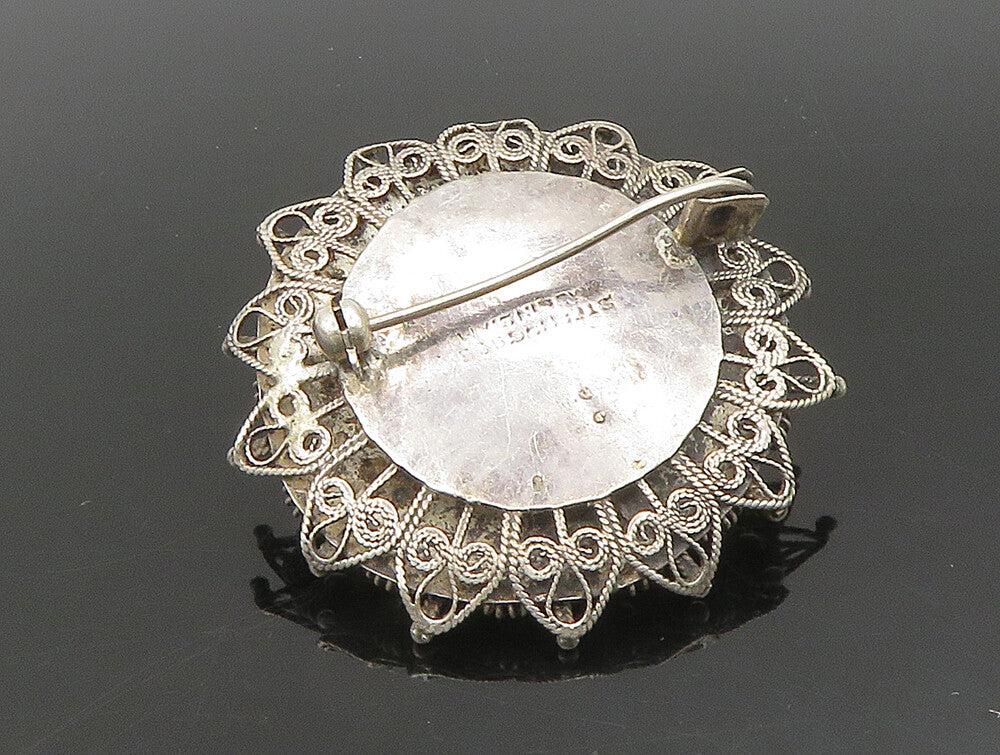 SIAM 925 Sterling Silver  Vintage Twisted Swirl & Beads Brooch Pin  BP9446