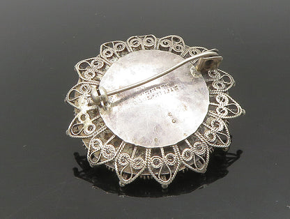 SIAM 925 Sterling Silver  Vintage Twisted Swirl & Beads Brooch Pin  BP9446