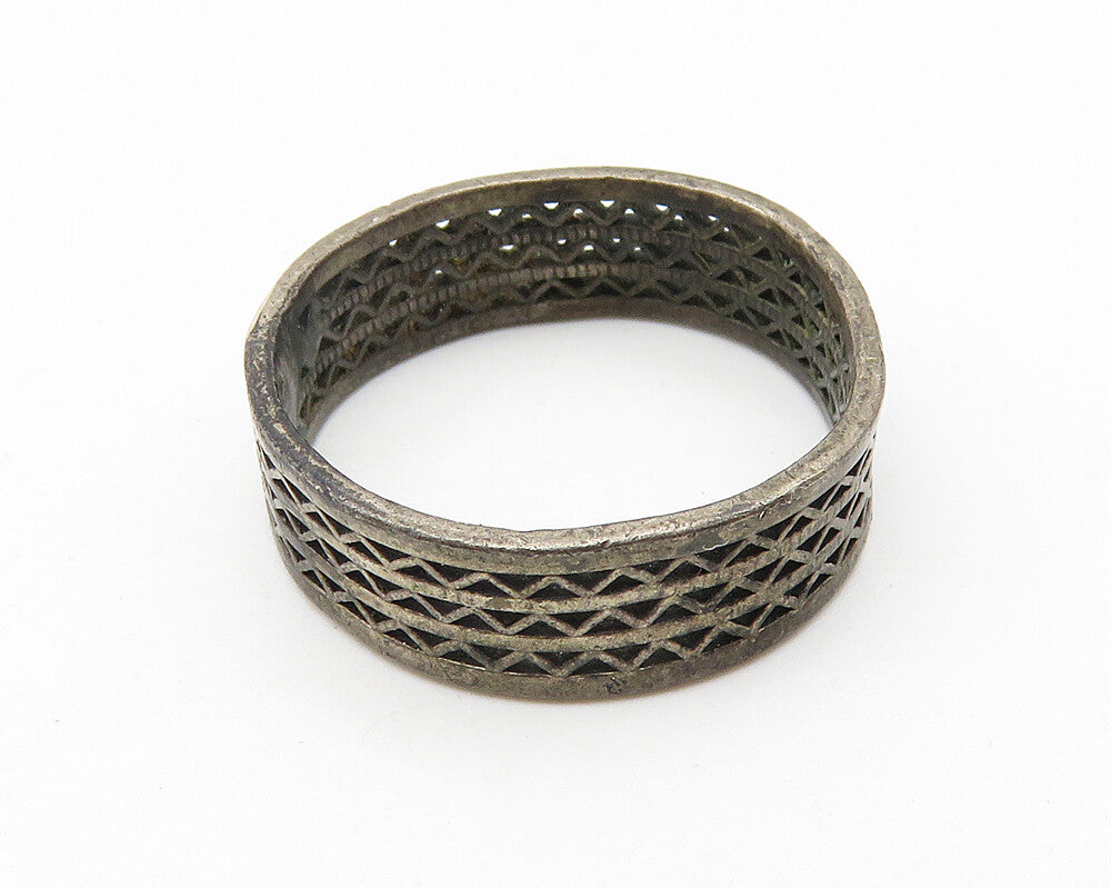 925 Sterling Silver  Vintage Oxidized Petite Round Band Ring Sz 6  RG10227