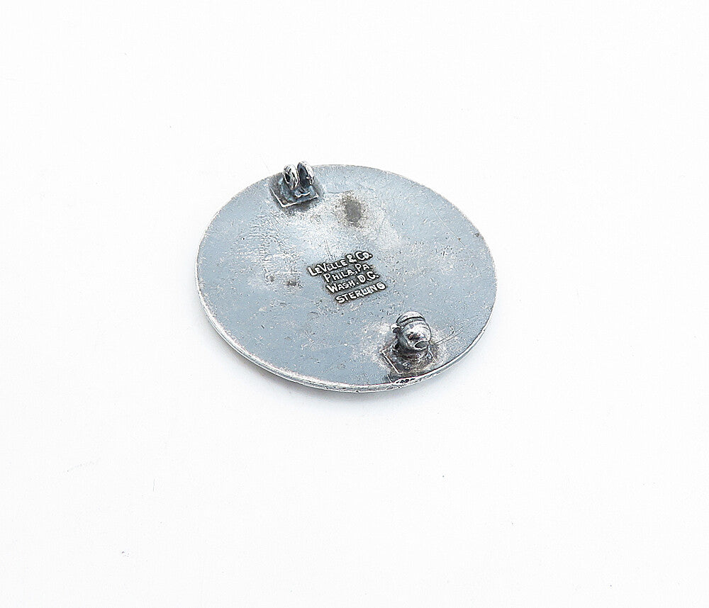 LEVELLE & CO. 925 Silver  Vintage Enamel Coated Design Round Brooch Pin BP1199