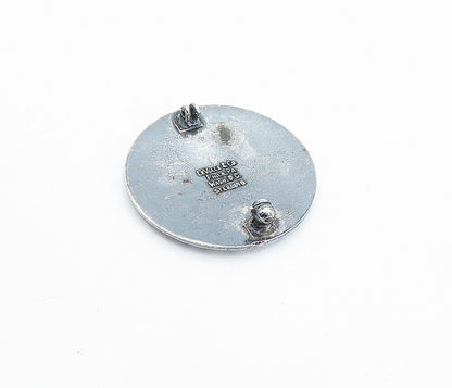 LEVELLE & CO. 925 Silver  Vintage Enamel Coated Design Round Brooch Pin BP1199