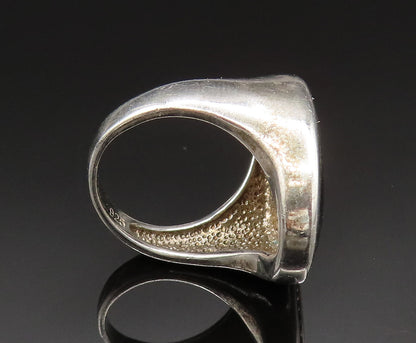 DAVID SIGAL 925 Silver  Vintage Onyx & Topaz Spiral Wave Ring Sz 8  RG24882