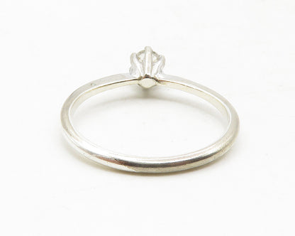UNCAS 925 Sterling Silver  Vintage White Topaz Solitaire Ring Sz 8  RG12884