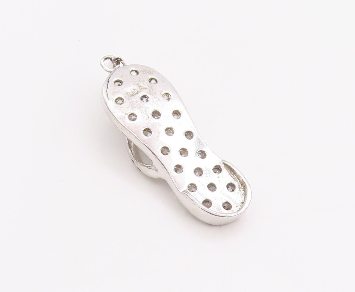 925 Sterling Silver Vintage Pendant Crystal CZ Embellished Flip Flop  PT24916
