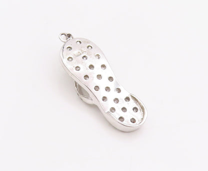 925 Sterling Silver Vintage Pendant Crystal CZ Embellished Flip Flop  PT24916