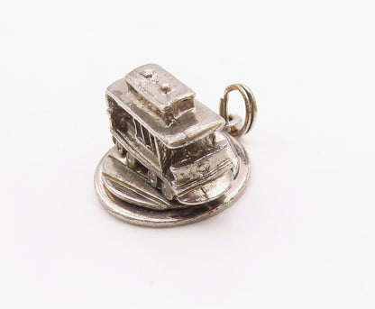 925 Sterling Silver  Vintage San Francisco Trolley Cable Car Pendant  PT18233