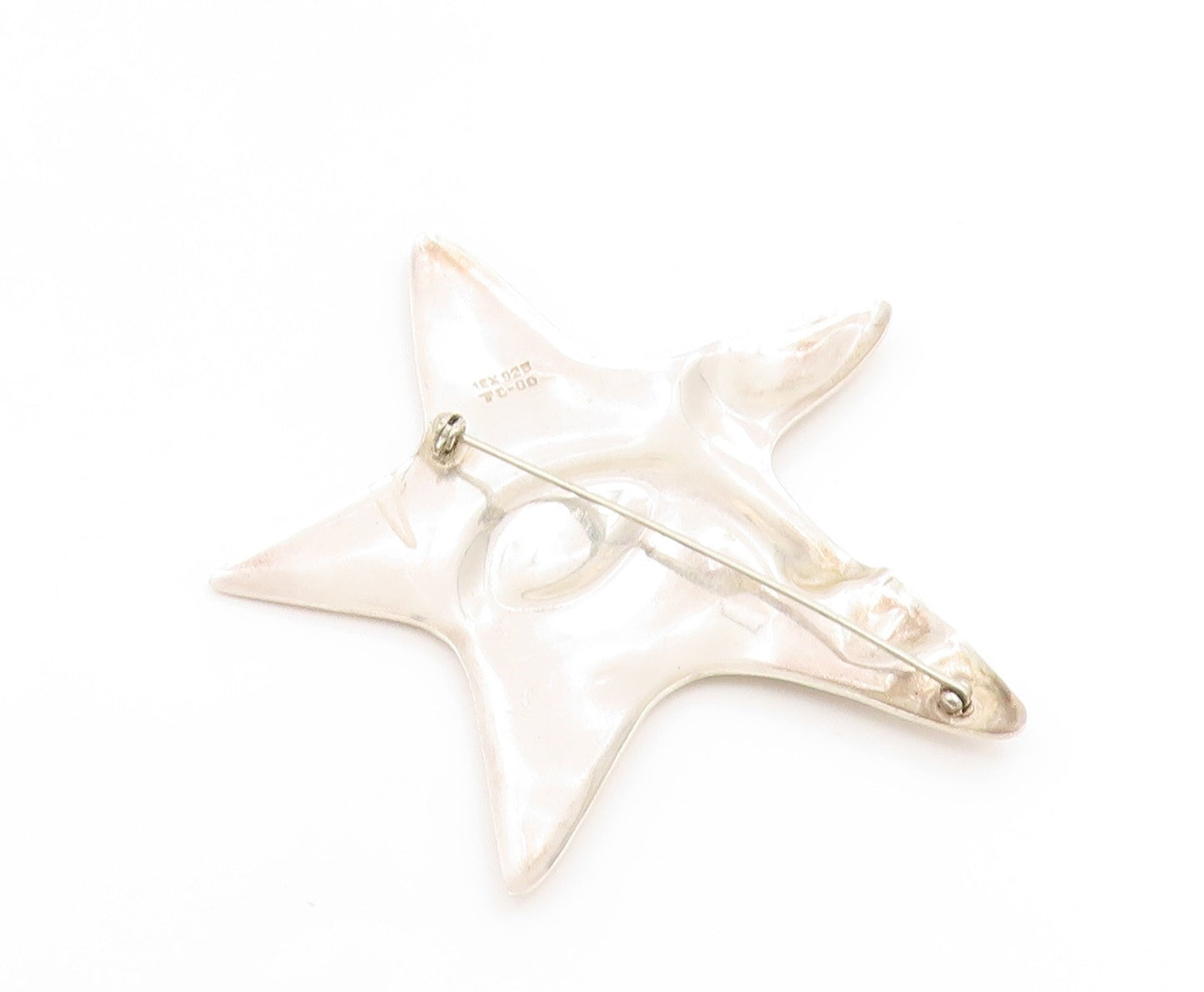 925 Sterling Silver Vintage Brooch Pin Modernist Celestial Star Face  BP12408