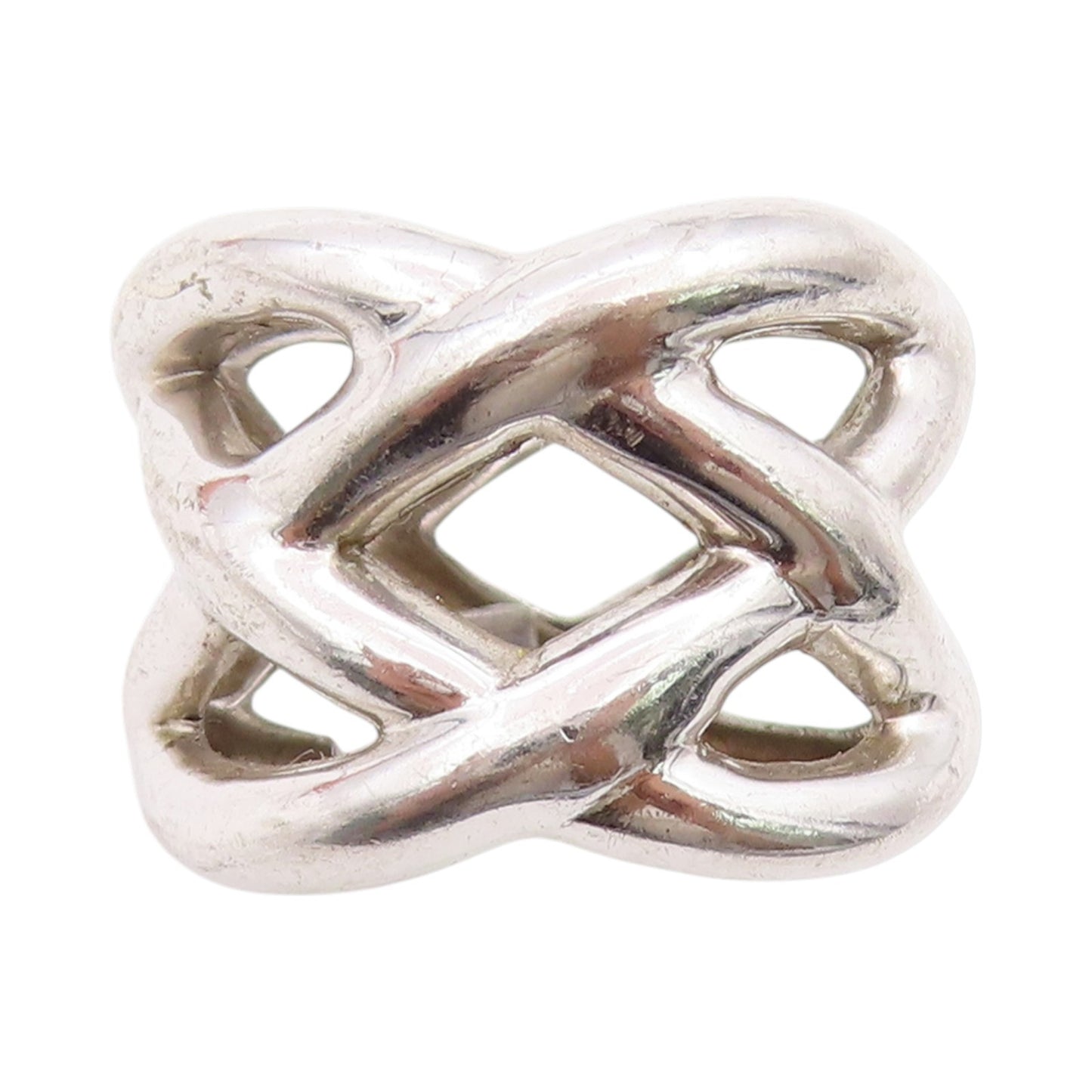 925 Sterling Silver Vintage Ring Modernist Cross Wire Design  Sz 6.5  RG33409
