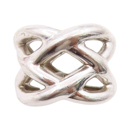 925 Sterling Silver Vintage Ring Modernist Cross Wire Design  Sz 6.5  RG33409