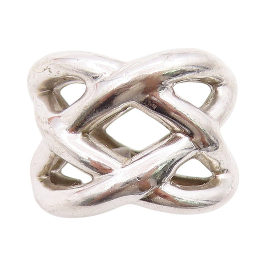 925 Sterling Silver Vintage Ring Modernist Cross Wire Design  Sz 6.5  RG33409